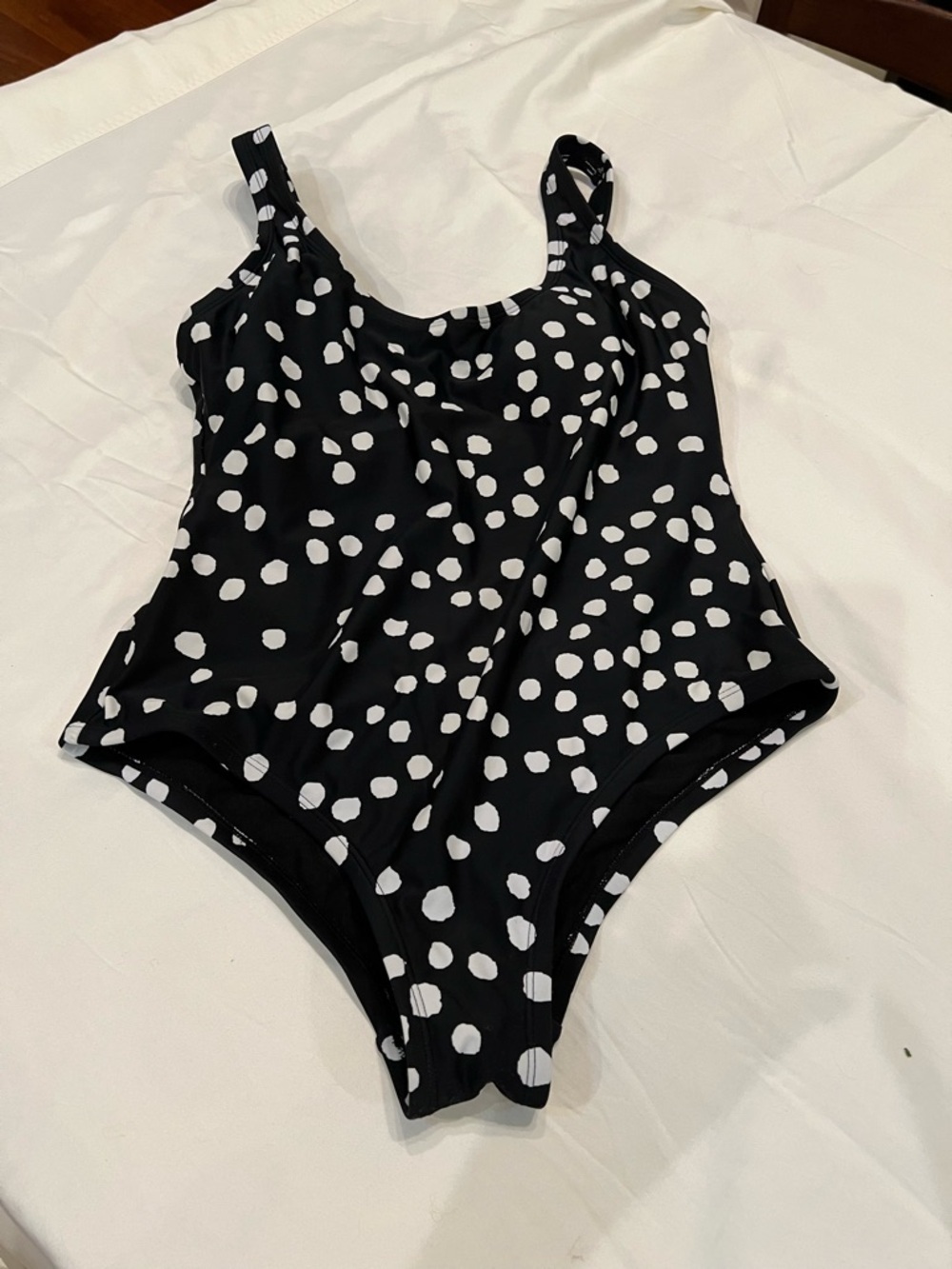 Kona Sol Black and White Polka Dot One-Piece Swimsuit